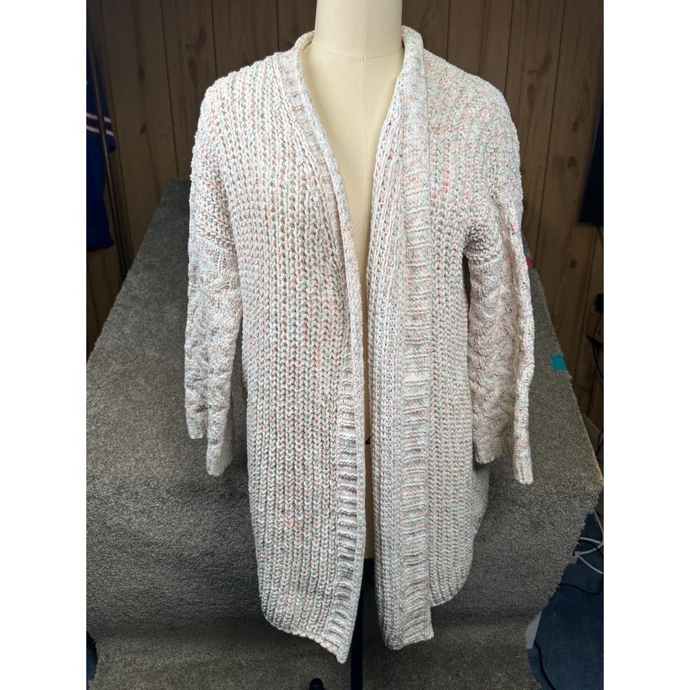 POL‎ Small Chunky Marled Knit Slouchy Open Long Cardigan Sweater Style SMST2